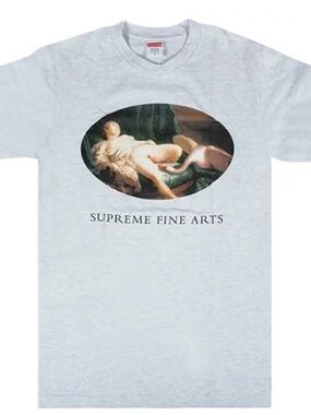 Supreme Light Gray 'Supreme Fine Arts' Classical Print Tee New XL